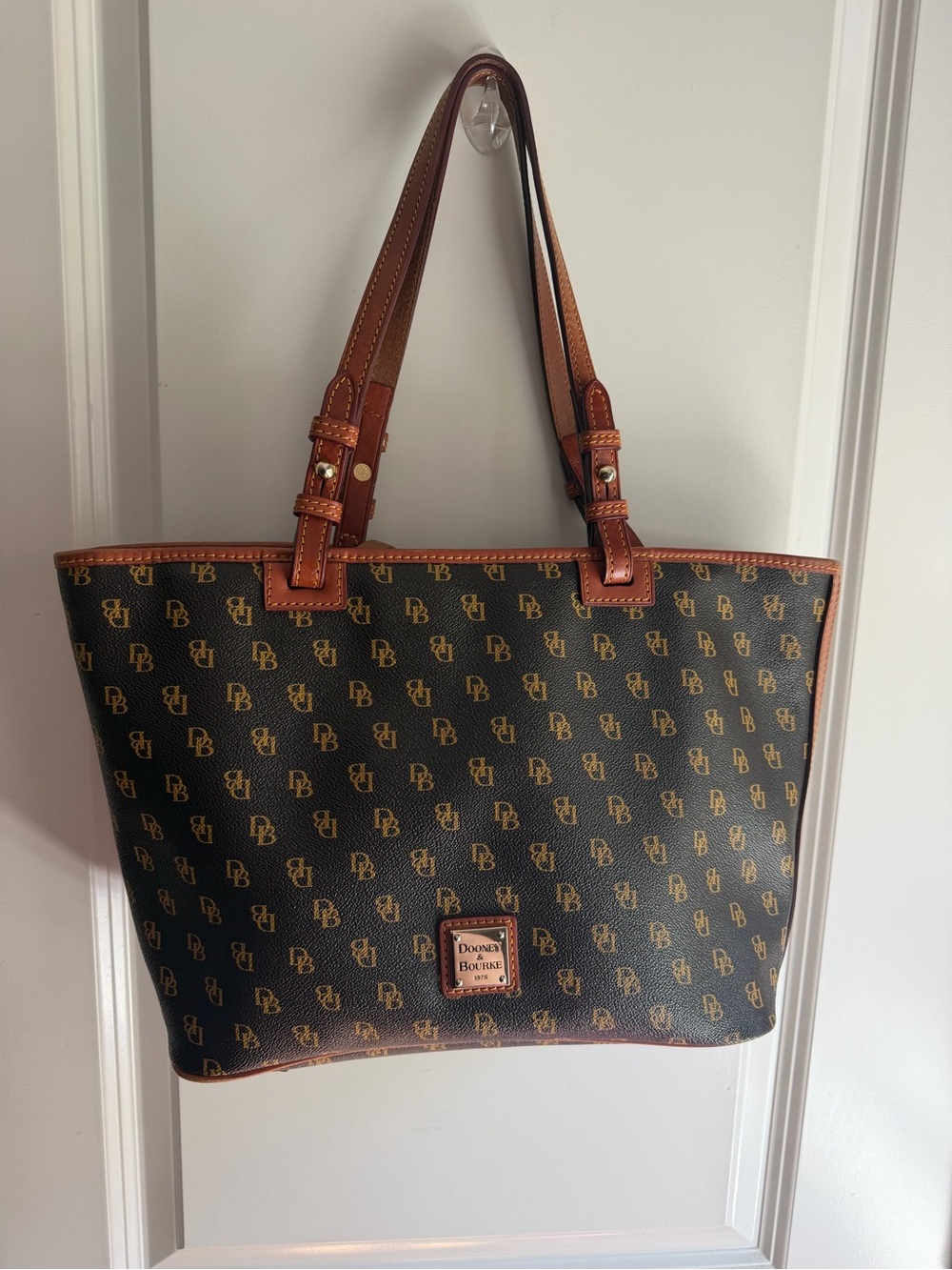 Dooney & Bourke Brown and Tan Signature Monogram Tote